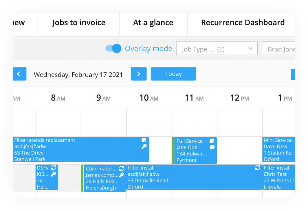 Scheduling dashboard